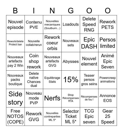E7 BINGO NEW ERA Bingo Card