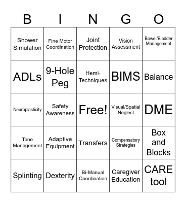 OT Month Bingo Card