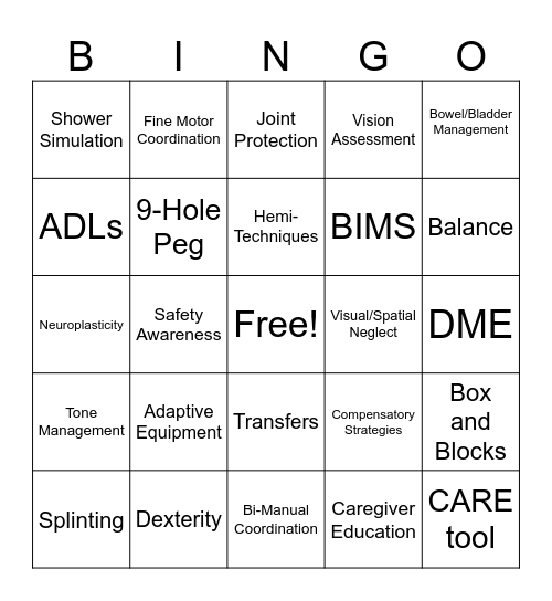 OT Month Bingo Card