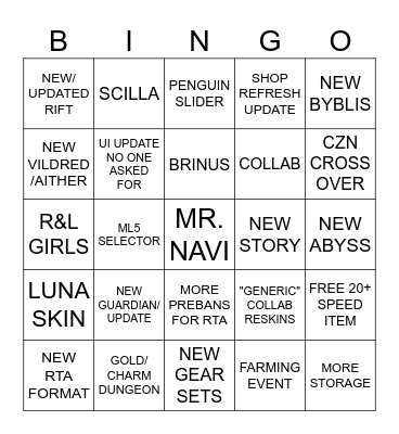 EPIC SEVEN NEW ERA Bingo Card