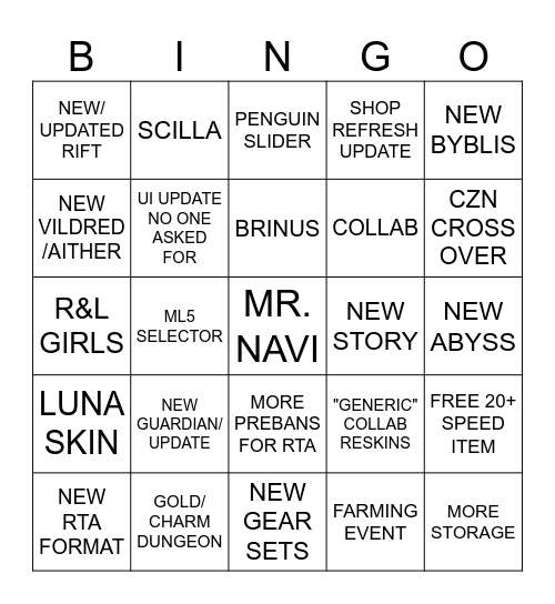 EPIC SEVEN NEW ERA Bingo Card