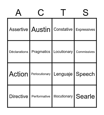 Actos de habla Bingo Card