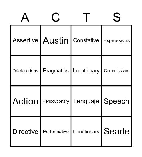 Actos de habla Bingo Card