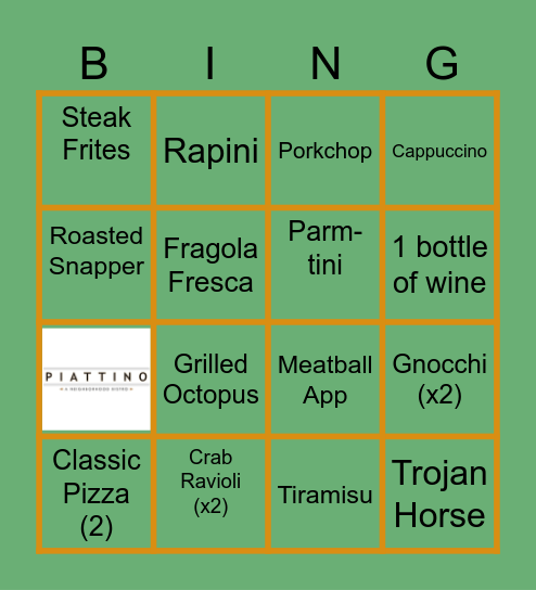 Piattino Bingo Card