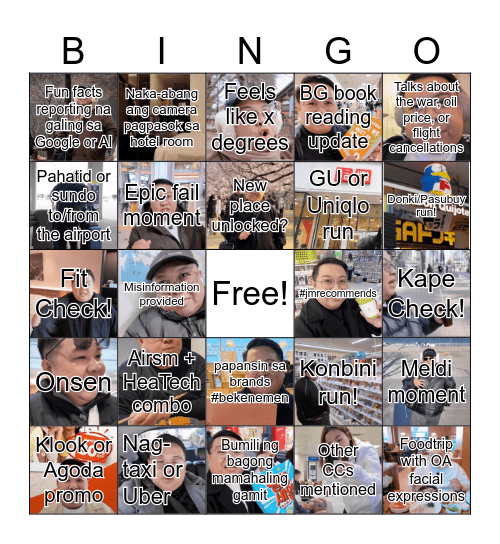 BG Japan Spring Series Bingo Card