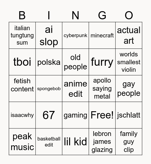 Untitled Bingo Card