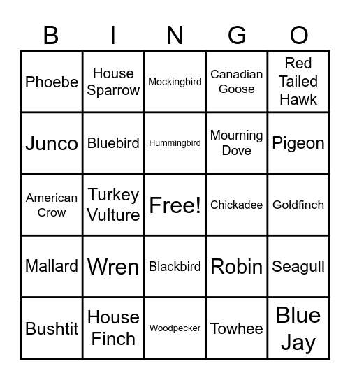 Subirbs Bingo Card