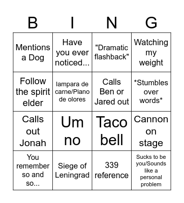 Hermano Rock Bingo Card