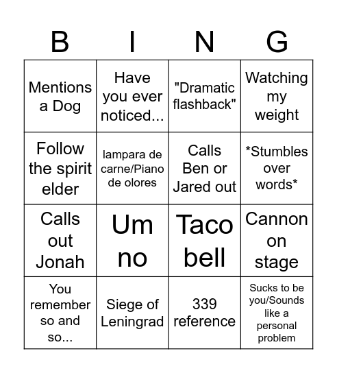 Hermano Rock Bingo Card