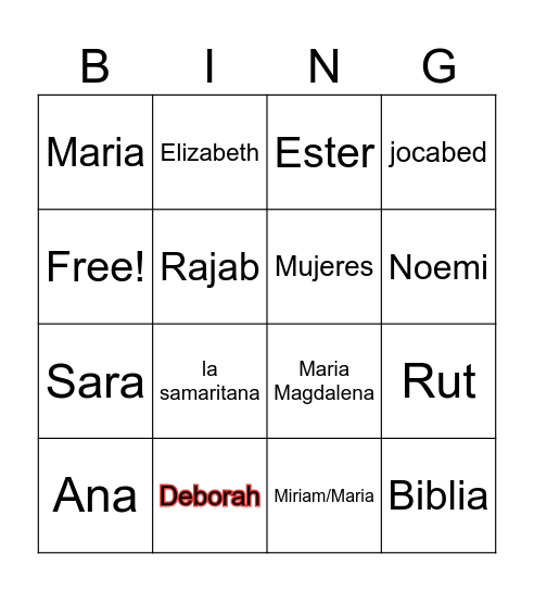 Nuevos Comienzos con Mujers de la biblia Bingo Card