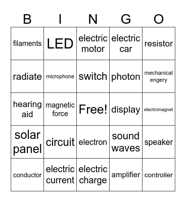 Daily Science Unit 5 Bingo Card