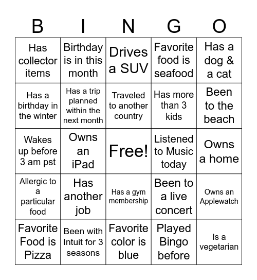 Team Jamison TY25 Bingo Card