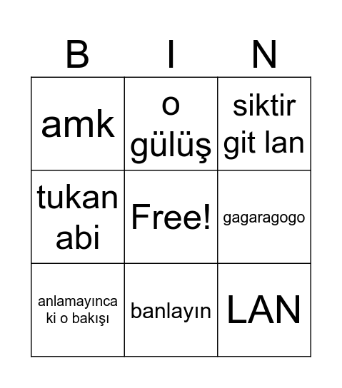 rraenee Bingo Card