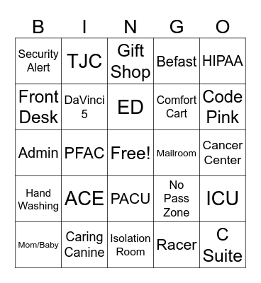 Volunteer Bingo Card