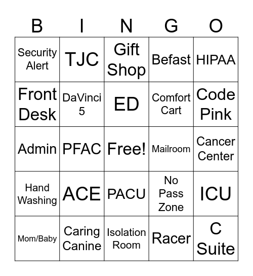 Volunteer Bingo Card