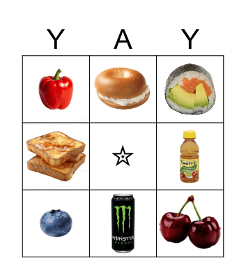 Mars's Safe Foods Bingo Card