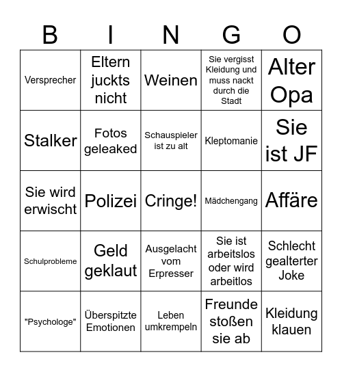 Hilf mir Bingo Card