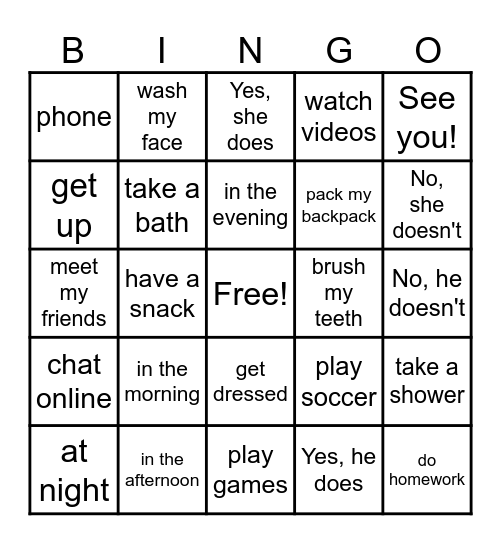 Boost Up 3: Unit 2 - Everyday Life Bingo Card