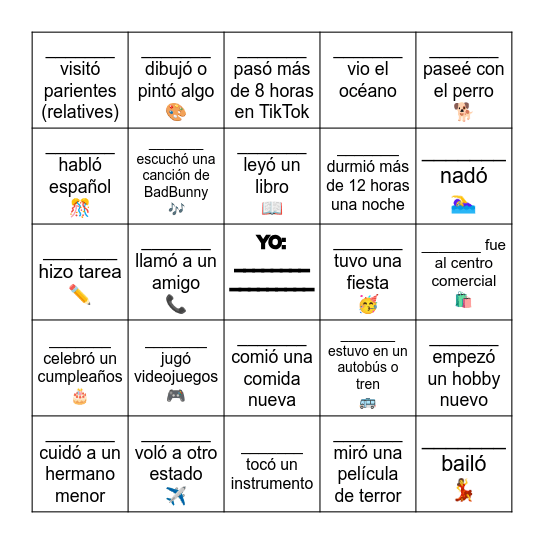 Lotería de vacaciones Bingo Card