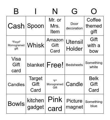 A Latte Love Gift Bingo Card