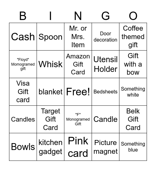 A Latte Love Gift Bingo Card