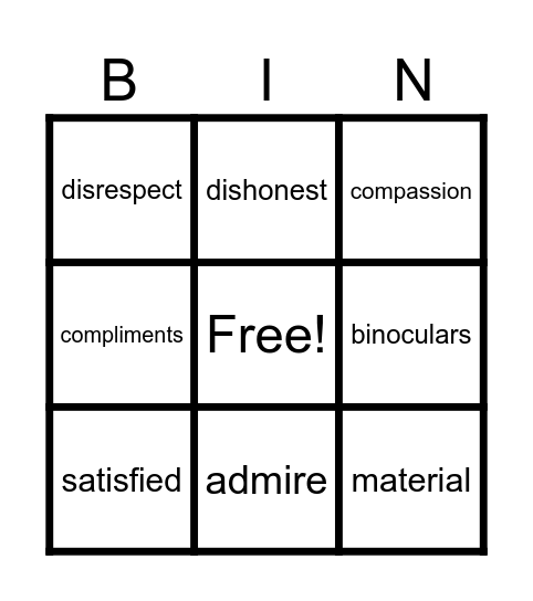 Gerard Bingo Card
