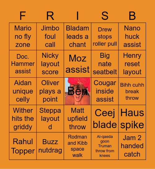 Huck Finn Bingo Card