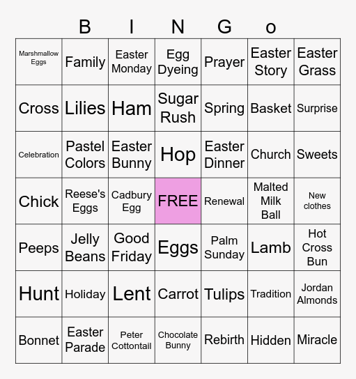 Easter Bingo Card