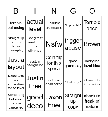 Recent Tab Bingo Card