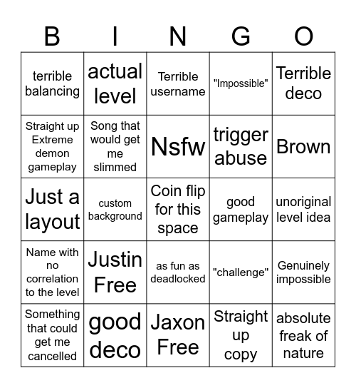 Recent Tab Bingo Card