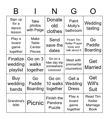Will & Molly's 2026 Goals Bingo Card