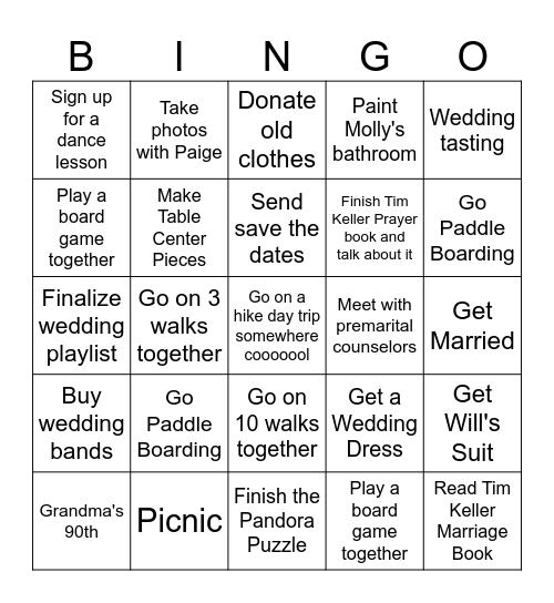 Will & Molly's 2026 Goals Bingo Card