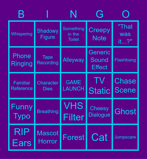 Itchio Horror Bingo Card