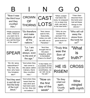 Easter Bible Reading Bingo Card