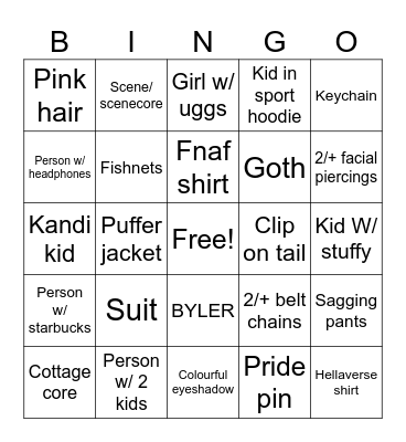Park royal Bingo Card
