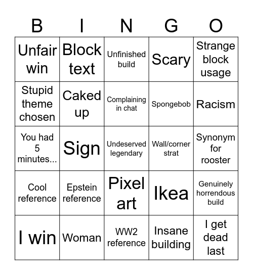 Build battle bingo Card