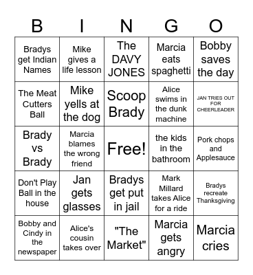 Groovy Brady Bunch Bingo! Bingo Card