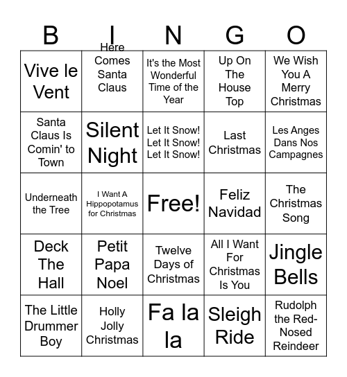 Christmas Bingo Card