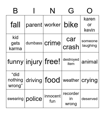 Karma Bingo Card
