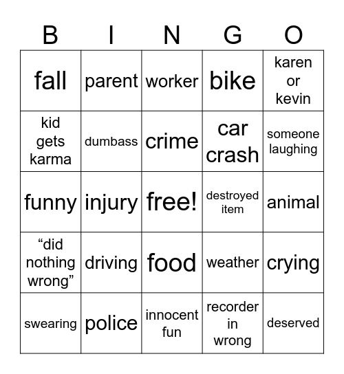 Karma Bingo Card