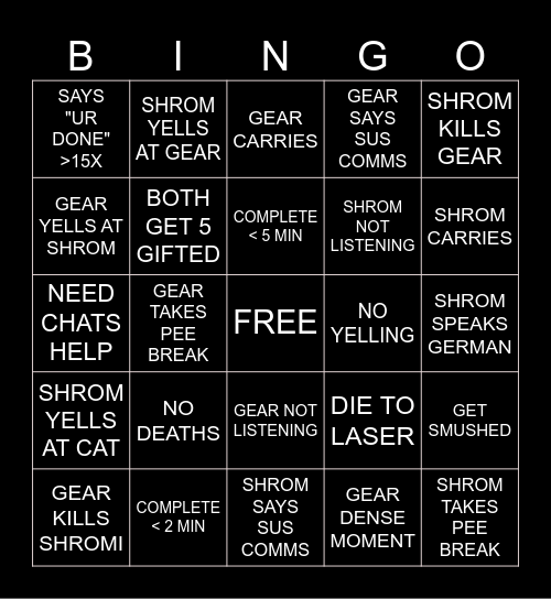 PORTAL 2 BINGO Card