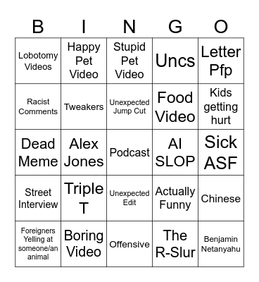 TIKTOK Bingo Card