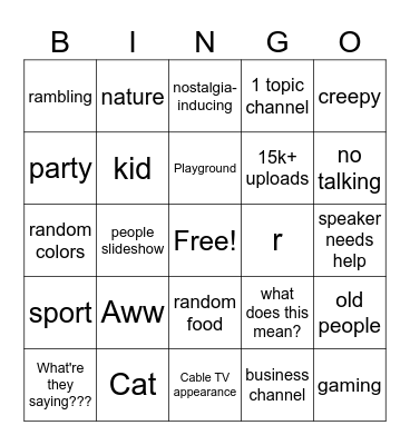 Youtube Recycle Bin custom card Bingo Card