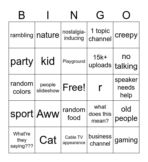 Youtube Recycle Bin custom card Bingo Card