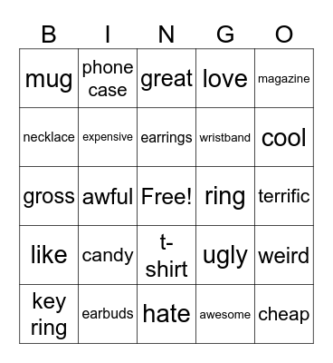 UNIT 10 Bingo Card