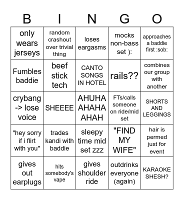 RAY BINGO EDC 2026 Bingo Card