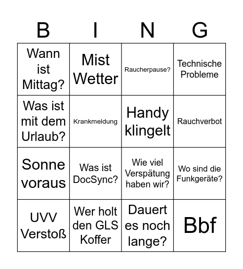 GLS RFU Bingo Card