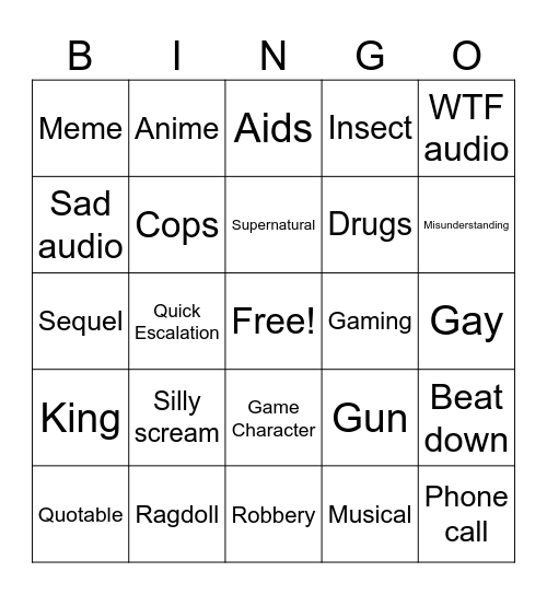 CalebCity bingo V4 Bingo Card