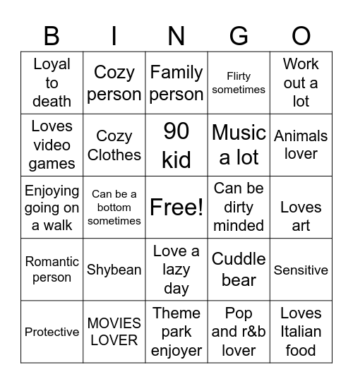 Are you my type~ Bingo Card