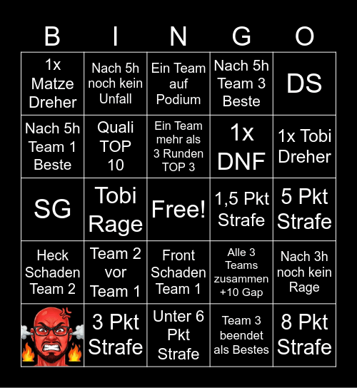 KATAR 10h Bingo Card